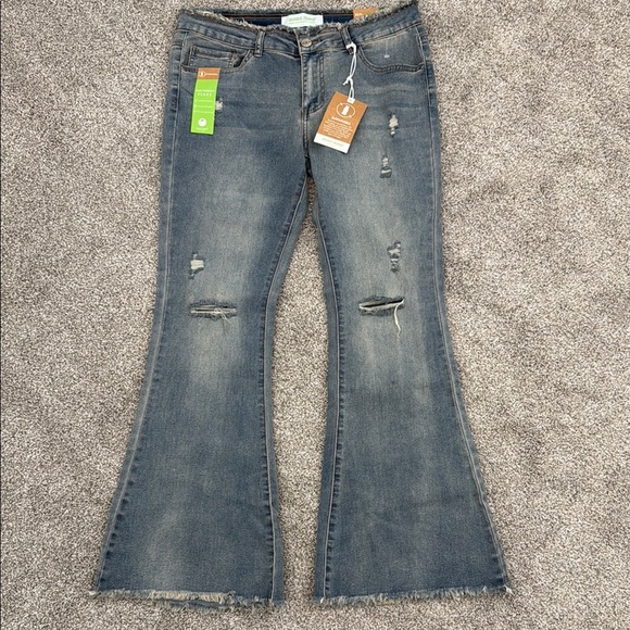 GOGO Women's Distressed Flare Jeans - Picture 1 of 10